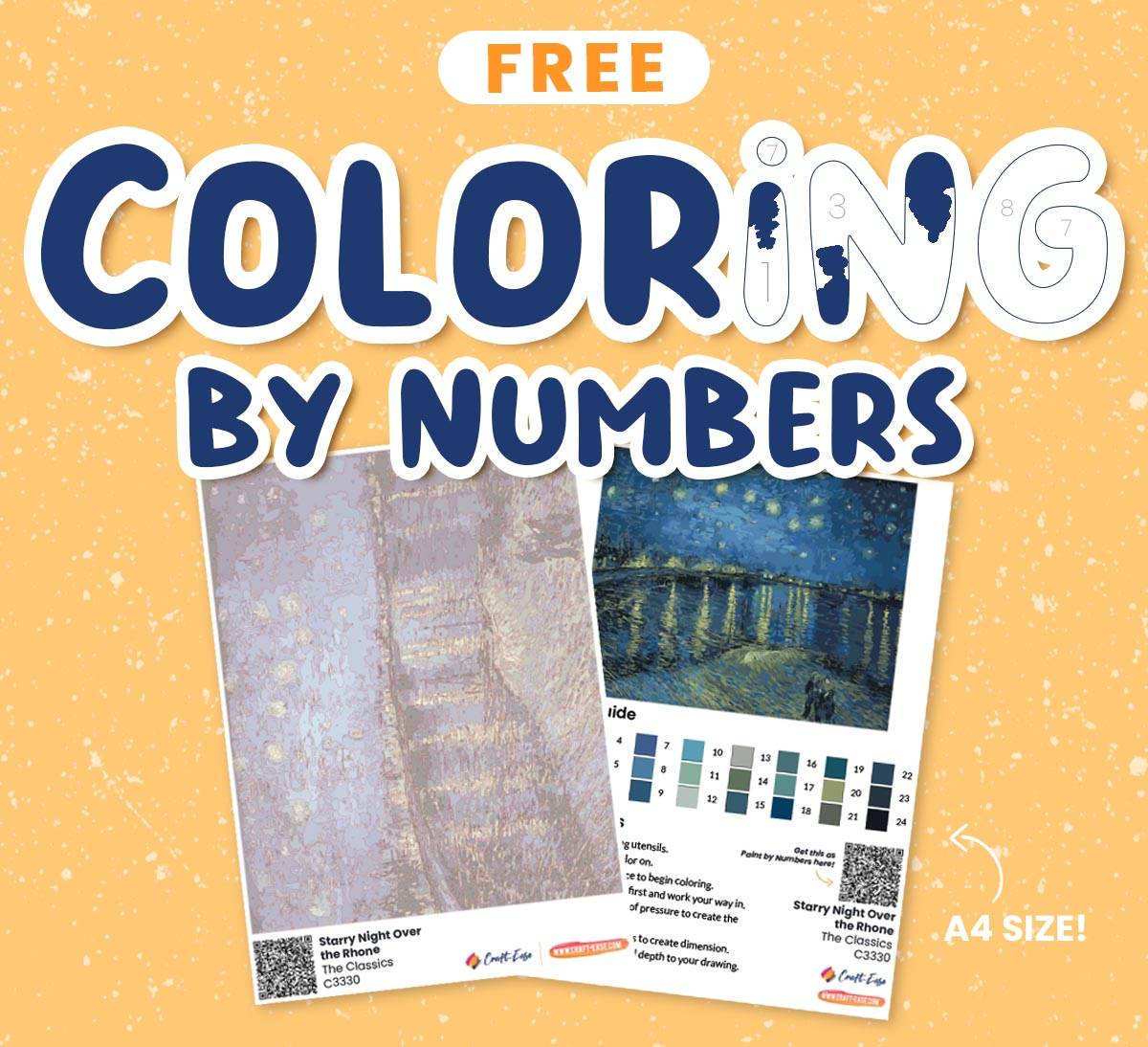 Free "Starry Night Over the Rhone" Coloring by Numbers CraftEase